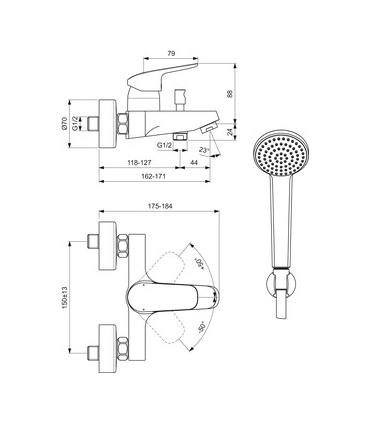 Mitigeur bain Ideal Standard Ceraflex B1722