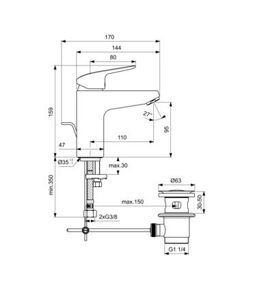 Mitigeur lavabo monotrou Ideal Standard Ceraflex B1713