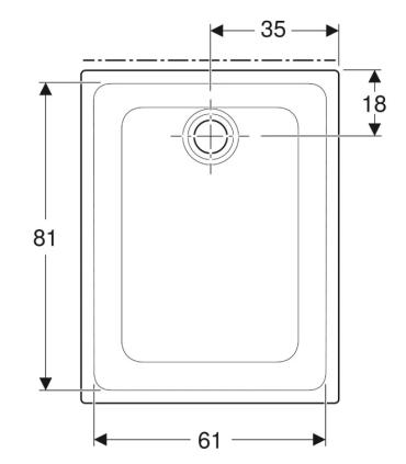 Rectangular shower tray in fine porcelain stoneware Geberit 45