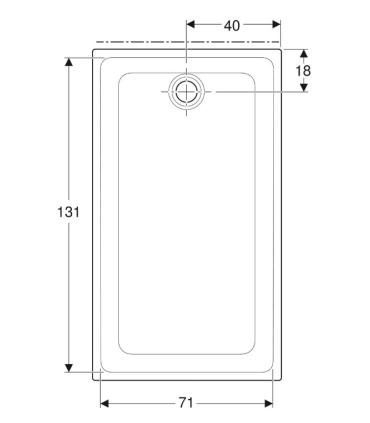Rectangular shower tray in fine porcelain stoneware Geberit 45