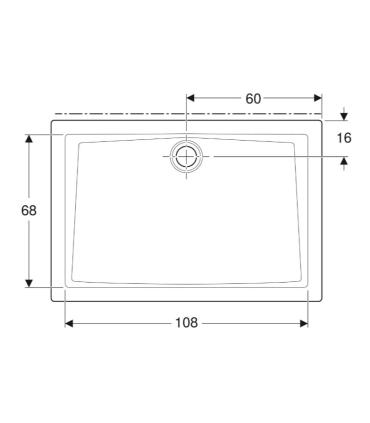 Rectangular shower tray in fine porcelain stoneware Geberit 60