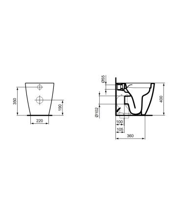 WC sans rebord au sol + Ideal Standard I.Life S