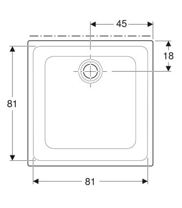 Square shower tray in fine porcelain stoneware Geberit 45