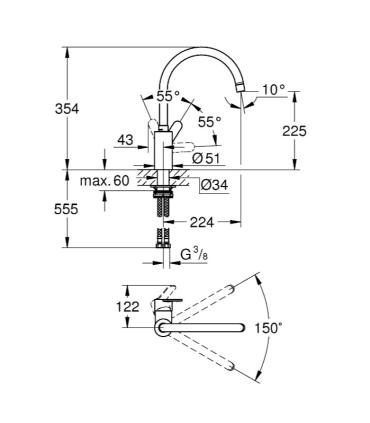 Mitigeur de cuisine Grohe Eurostyle Cosmopolitan 33975004