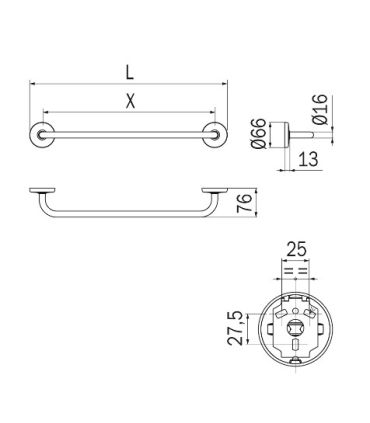 Linear towel holder INDA Colorella art. A2390