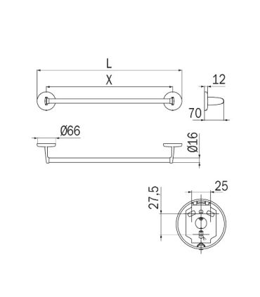 Towel rail INDA Hotellerie adjustable chrome