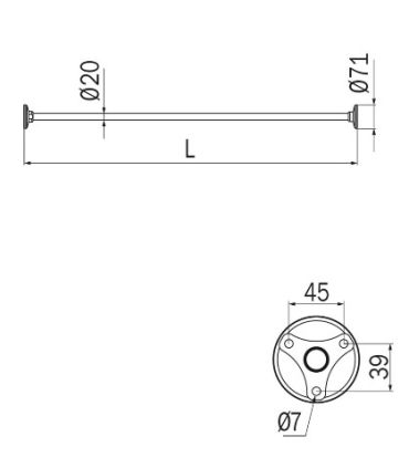 Tubular structure linear for shower curtain, Inda Hotellerie