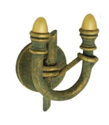 Clothes hook Bottiglioni 2205i made of wrought aged iron gold and green