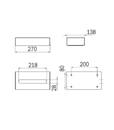 Kleenex dispenser INDA Hotellerie wall hung 27x6x14 stainless steel A07250