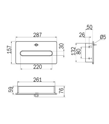 Kleenex dispenser INDA Hotellerie built-in 29x16 prof.6cm stainless steel A0525CAL