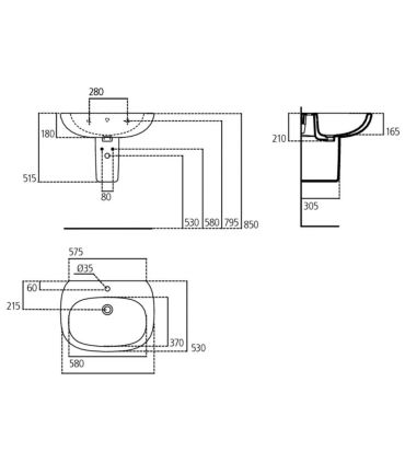 Semi-colonne pour compléter le lavabo, collection Ideal Standard Tesi N article T351801