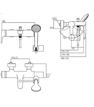 External bathtub mixer, Ideal Standard Connect Blu with hand shower