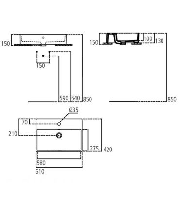 Countertop washbasin square Ideal Standard Strada