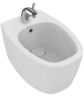 Bidet suspendu monotrou Ideal Standard collection Dea art.T5098 en céramique avec finition blanche mate. Le bidet est équipé de