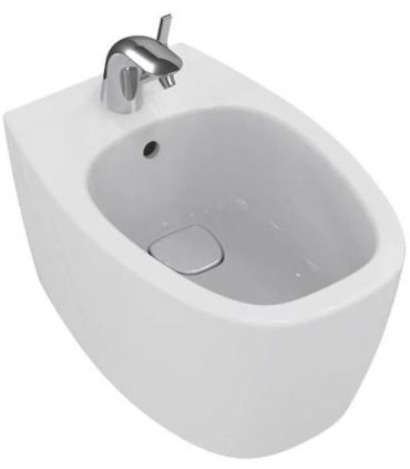 Ideal Standard single hole wall hung bidet collection Dea art.T5098 in ceramic with white matt finish. The bidet is equipped wit