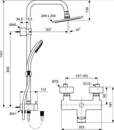 IDEAL STANDARD outdoor shower column Idealrain Duo Cube series s art.A5835AA