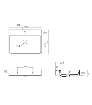 Colavene single-hole washbasin, Cento series, countertop or wall-mounted