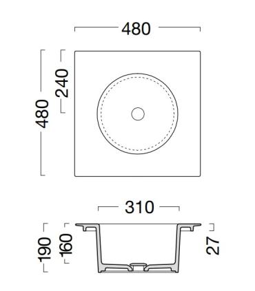 Colavene Skyland built-in washbasin 48x48 one hole