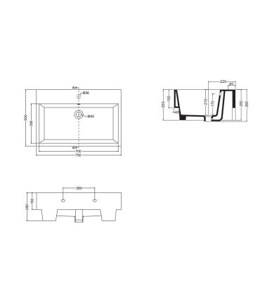 Countertop or wall-mounted washbasin without hole Colavene Volant