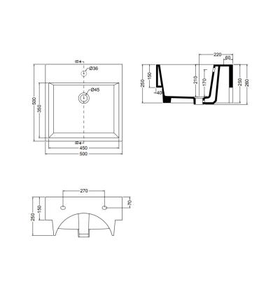 Countertop or wall-mounted washbasin without hole Colavene Volant