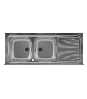 Kitchen sink with two bowls on the left Colavene in stainless steel