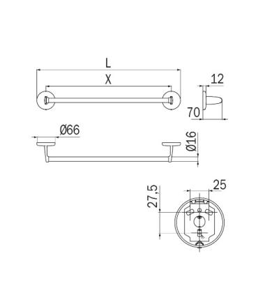 Towel rail INDA Hotellerie adjustable chrome