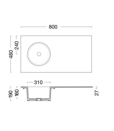 Colavene Skyland built-in washbasin single hole left