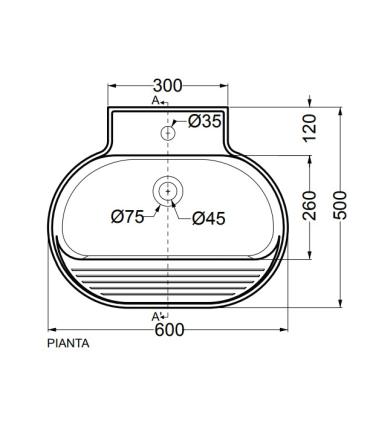 Countertop or wall-hung sink Colavene Tino without hole