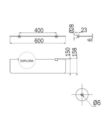 Mensola per bagno, Inda collezione hotellerie art.AV40801