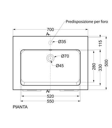 Lavabo a parete bicolore monoforo Colavene Alaqua