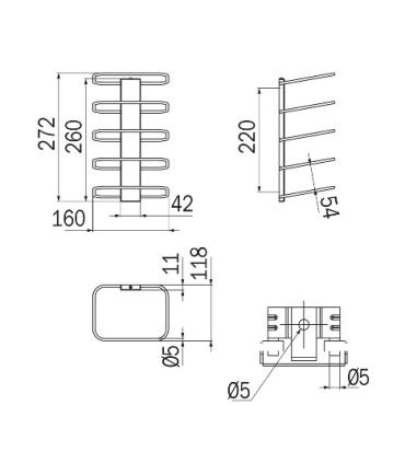 Multiple towel rail INDA a ripiani 16x12x26 chrome A0467N