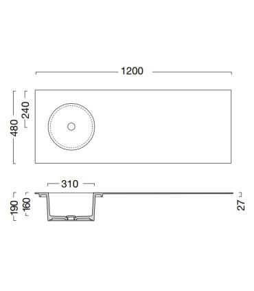 Colavene Skyland built-in washbasin without hole