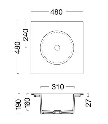 Colavene Skyland built-in washbasin 48x48 one hole