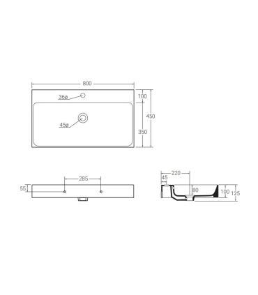 Countertop or wall-mounted washbasin without hole Colavene Cento series