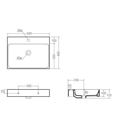 Countertop or wall-mounted washbasin without hole Colavene Cento series