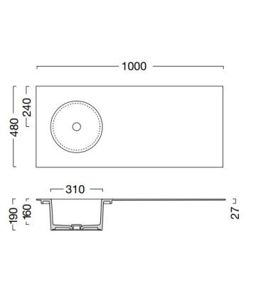 Colavene Skyland built-in washbasin single hole left