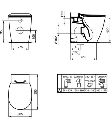 Wc a mur et abattant Ideal Standard connect