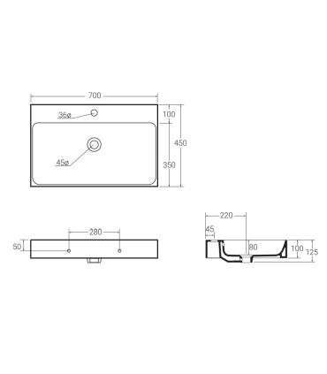 Colavene single-hole washbasin, Cento series, countertop or wall-mounted