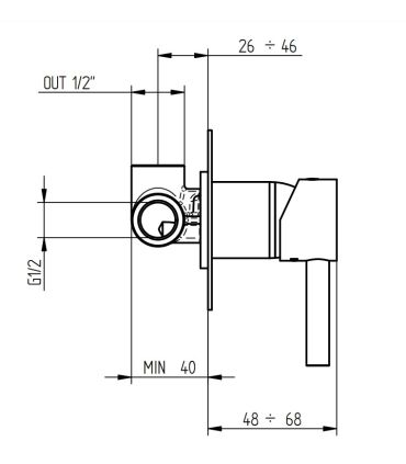 External part built in shower-bathtub mixer round Bellosta Bambu'