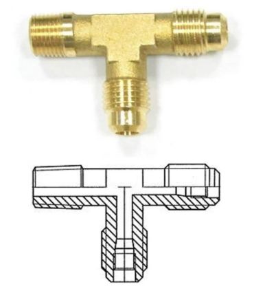 Wigam 889/02 tee fitting 1/8 '' NPT, 1 / 4''C, 1 / 4''C