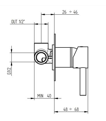 External part built in shower-bathtub mixer round Bellosta Bambu'