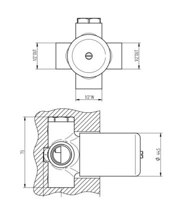 Concealed body for 2-way diverter Bellosta 914016