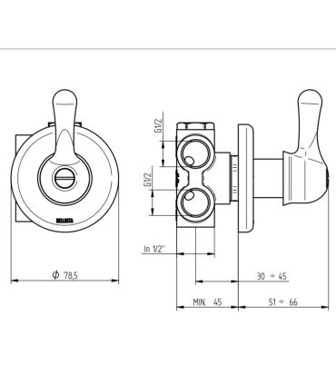 Deviatore da incasso Bellosta Romina a 3 uscite 0303/3/1/E