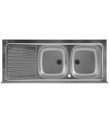 Colavene kitchen sink with two bowls on the right in stainless steel