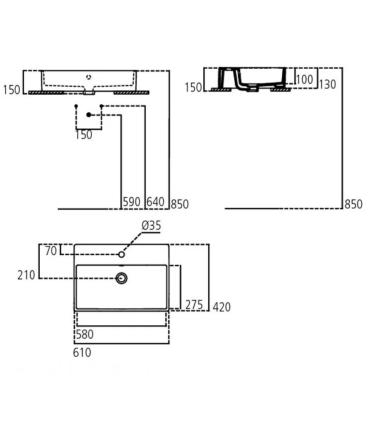 Countertop washbasin square Ideal Standard Strada