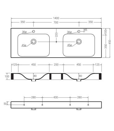 Countertop or wall-mounted washbasin without hole Colavene Cento series