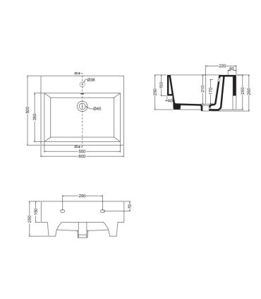 Colavene Volant two-coloured washbasin without hole for countertop or wall-mounted