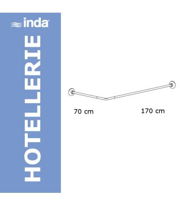 INDA Hotellerie tube d'angle pour rideau de douche 70x170, aluminium, A0144BAP