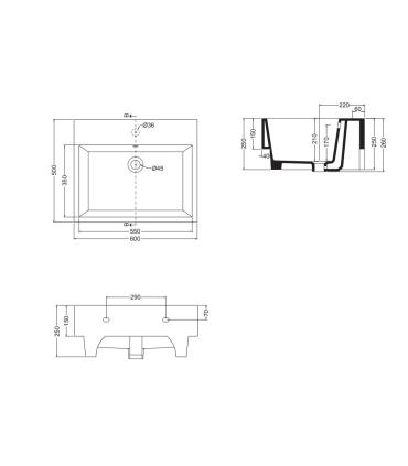 Countertop or wall-mounted washbasin without hole Colavene Volant