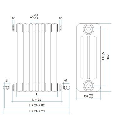 RADIAT.TESI 600/4 EL.40 BLANC